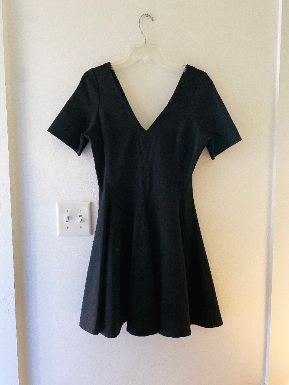 Opening Ceremony Black Short Sleeve V-Neck Fit & Flare Mini Dress
